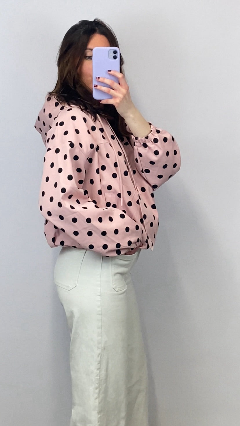 Veste légère à pois rose