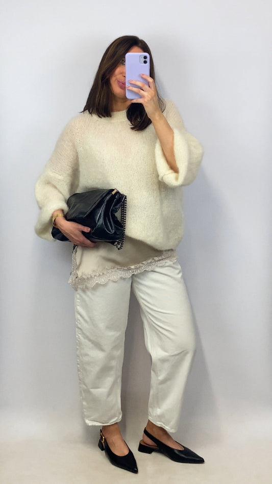 Pull oversize Kid Mohair Noémie écru