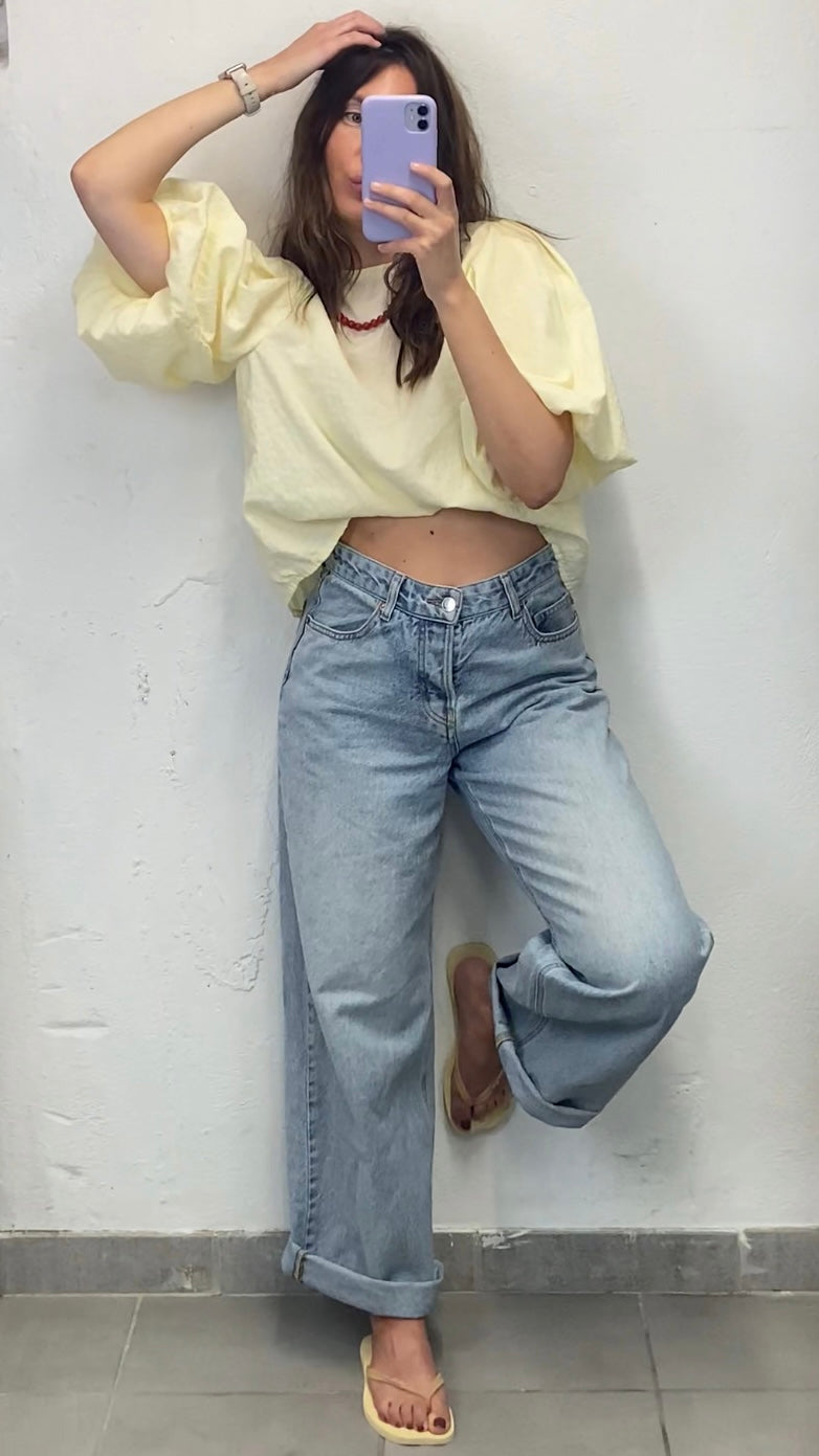 Blouse manches ballons jaune