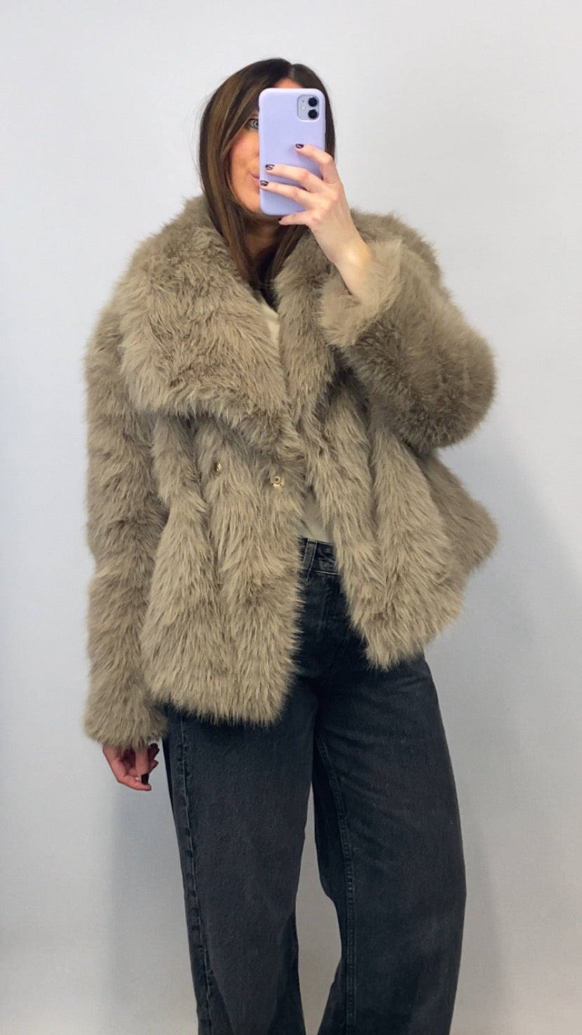 Veste Hanaé faux fur taupe