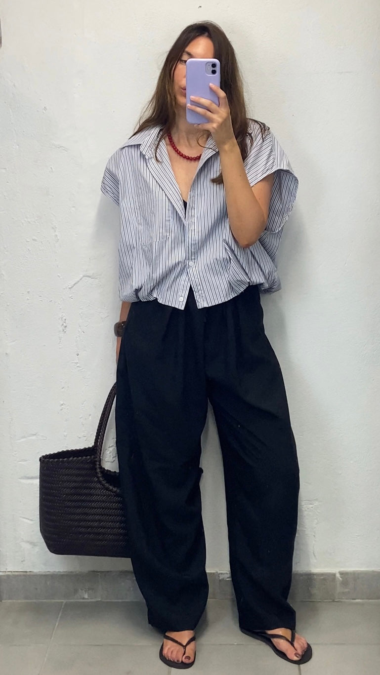 Chemise oversize sans manches rayée