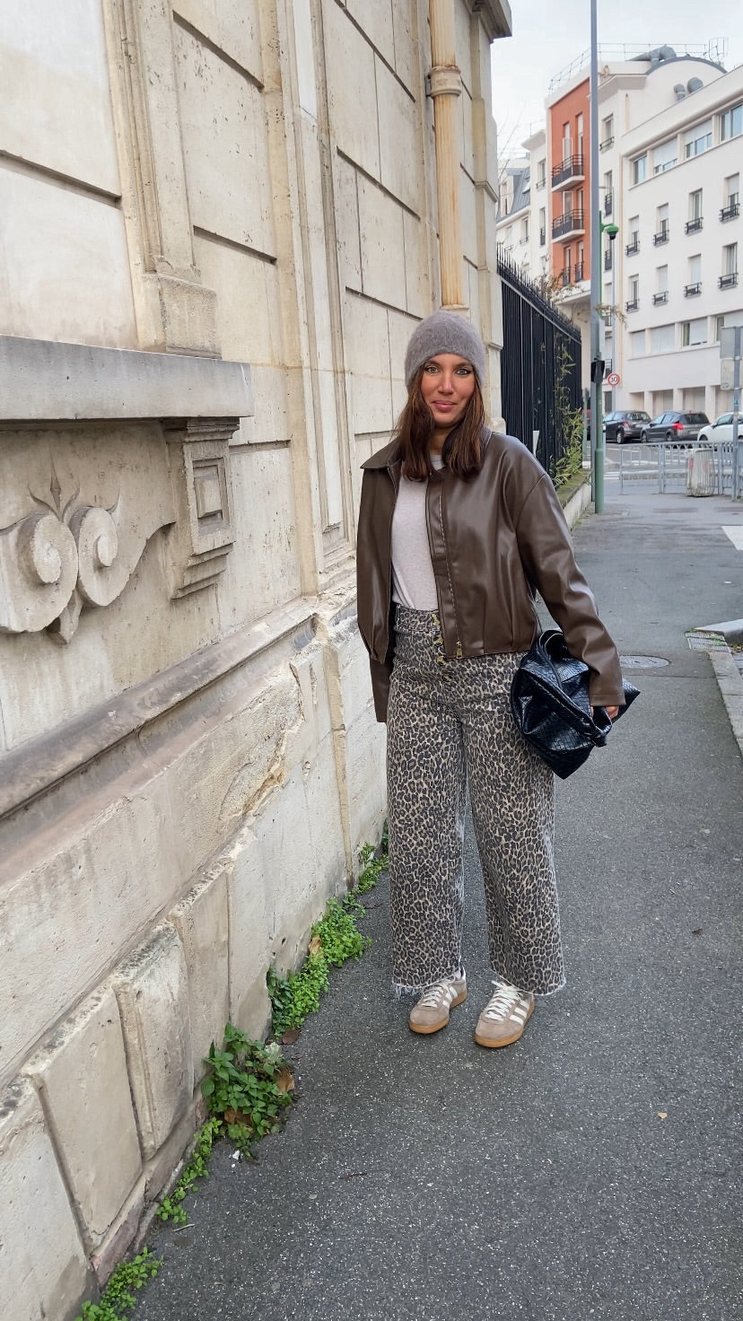 Veste Kai simili cuir marron