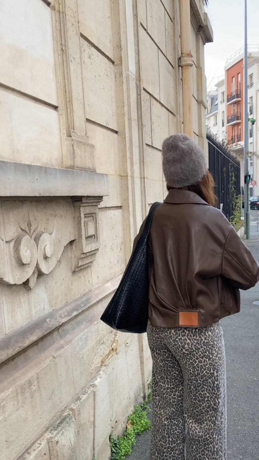 Veste Kai simili cuir marron