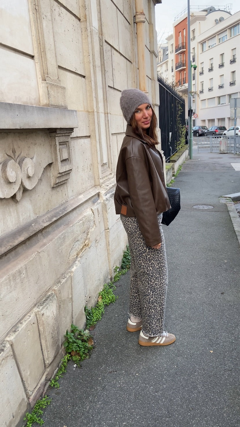 Veste Kai simili cuir marron