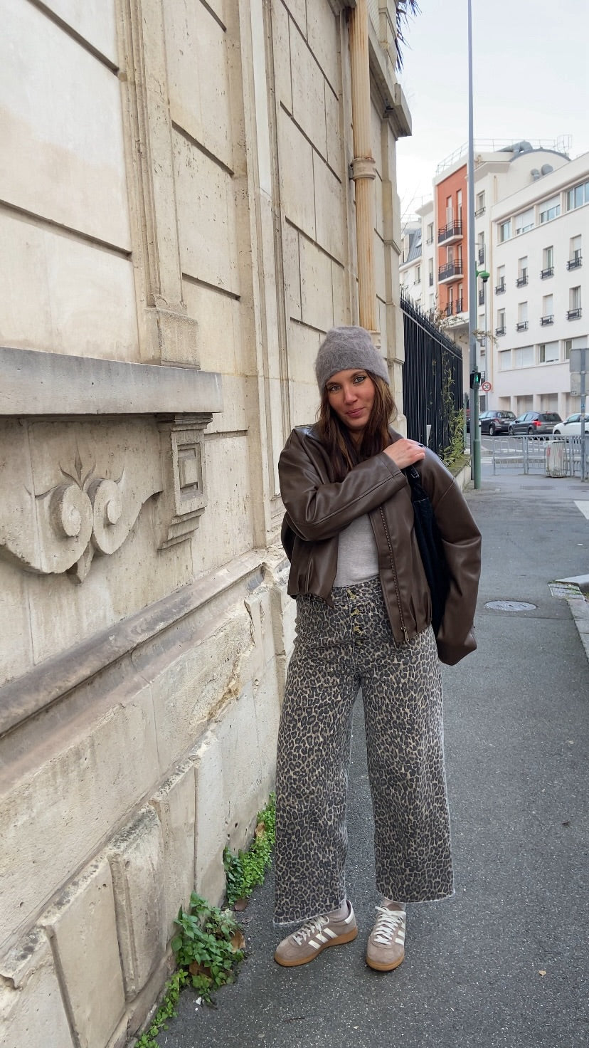 Veste Kai simili cuir marron