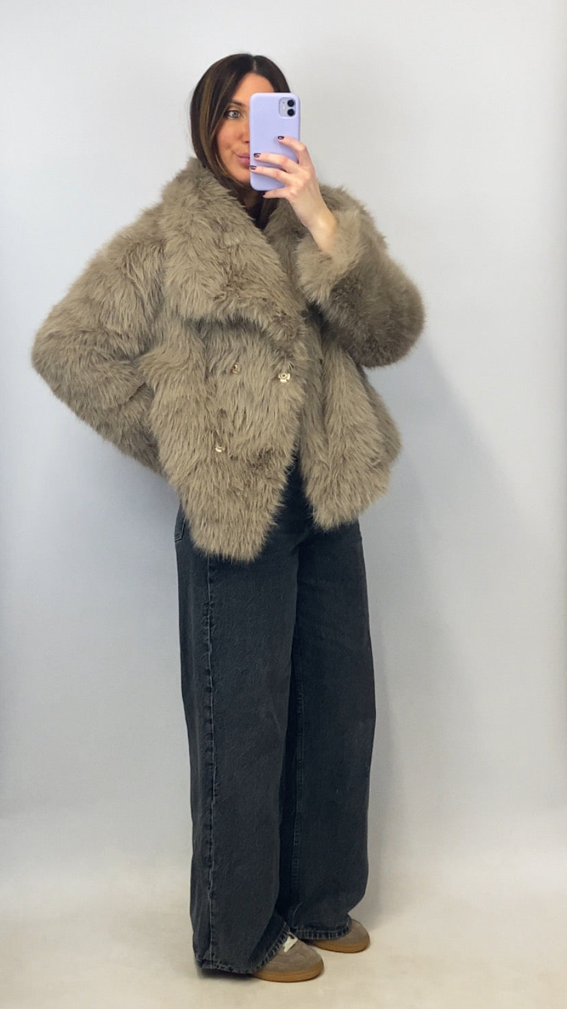 Veste Hanaé faux fur taupe