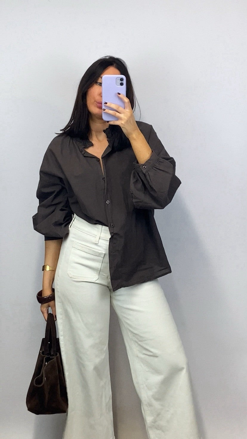 Chemise oversize Louison marron
