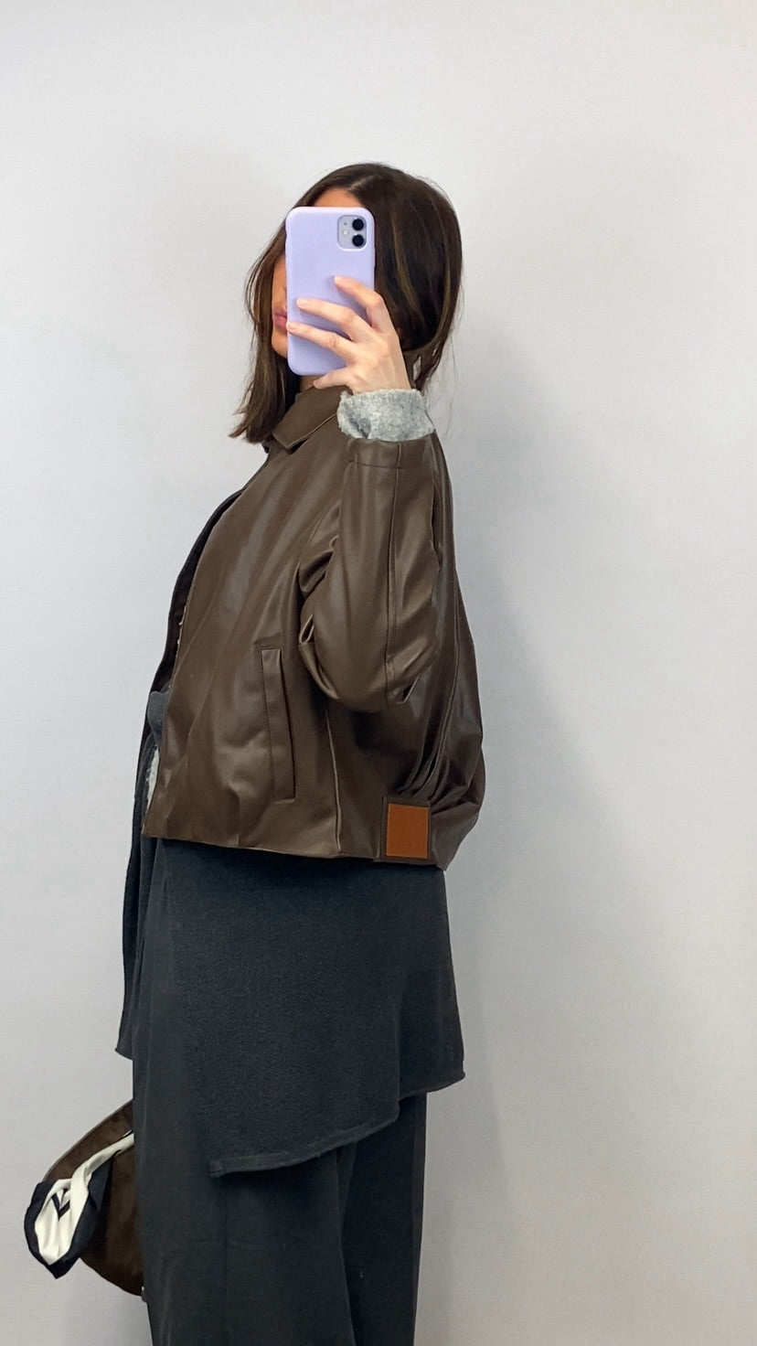 Veste Kai simili cuir marron