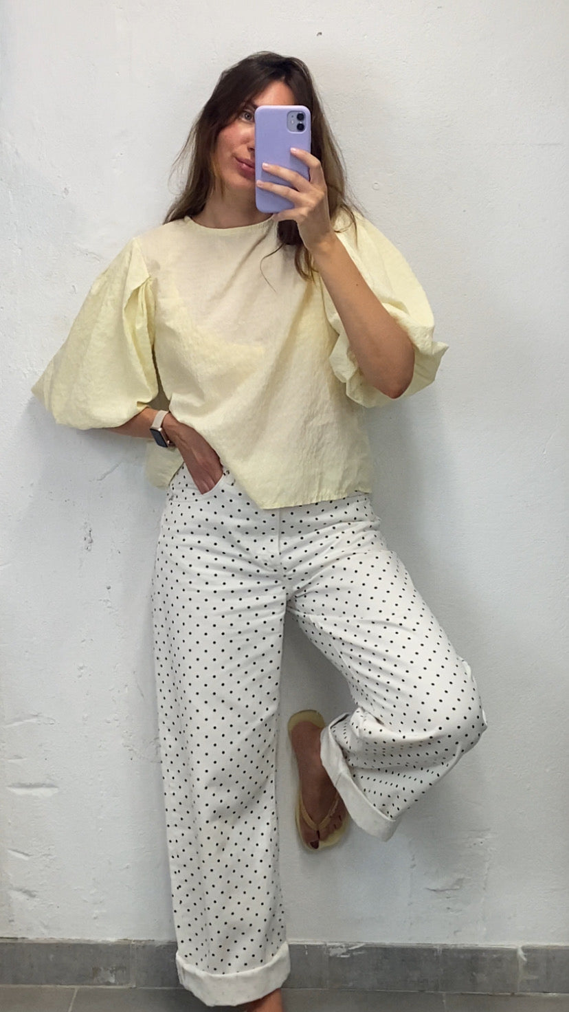 Blouse manches ballons jaune