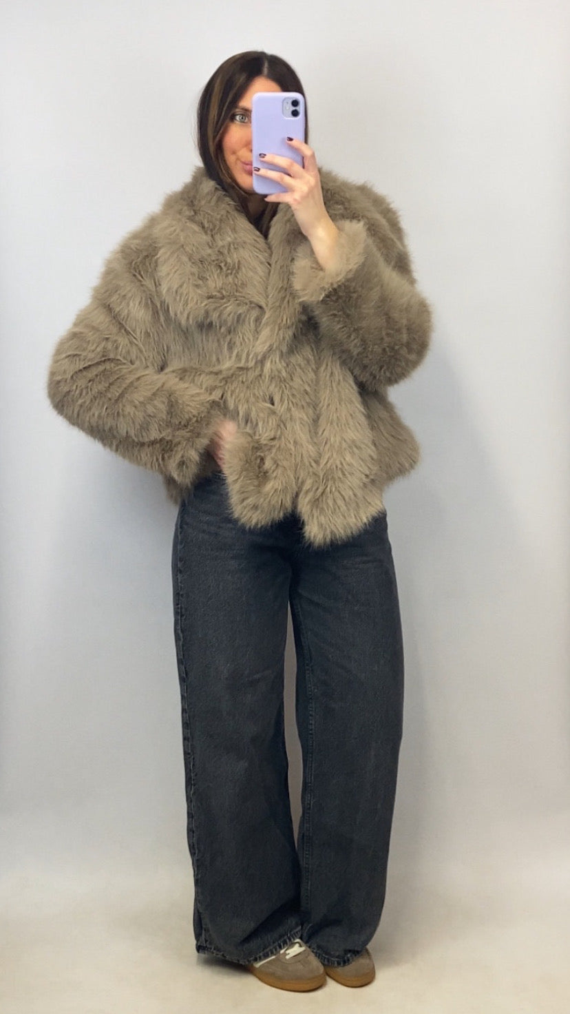 Veste Hanaé faux fur taupe