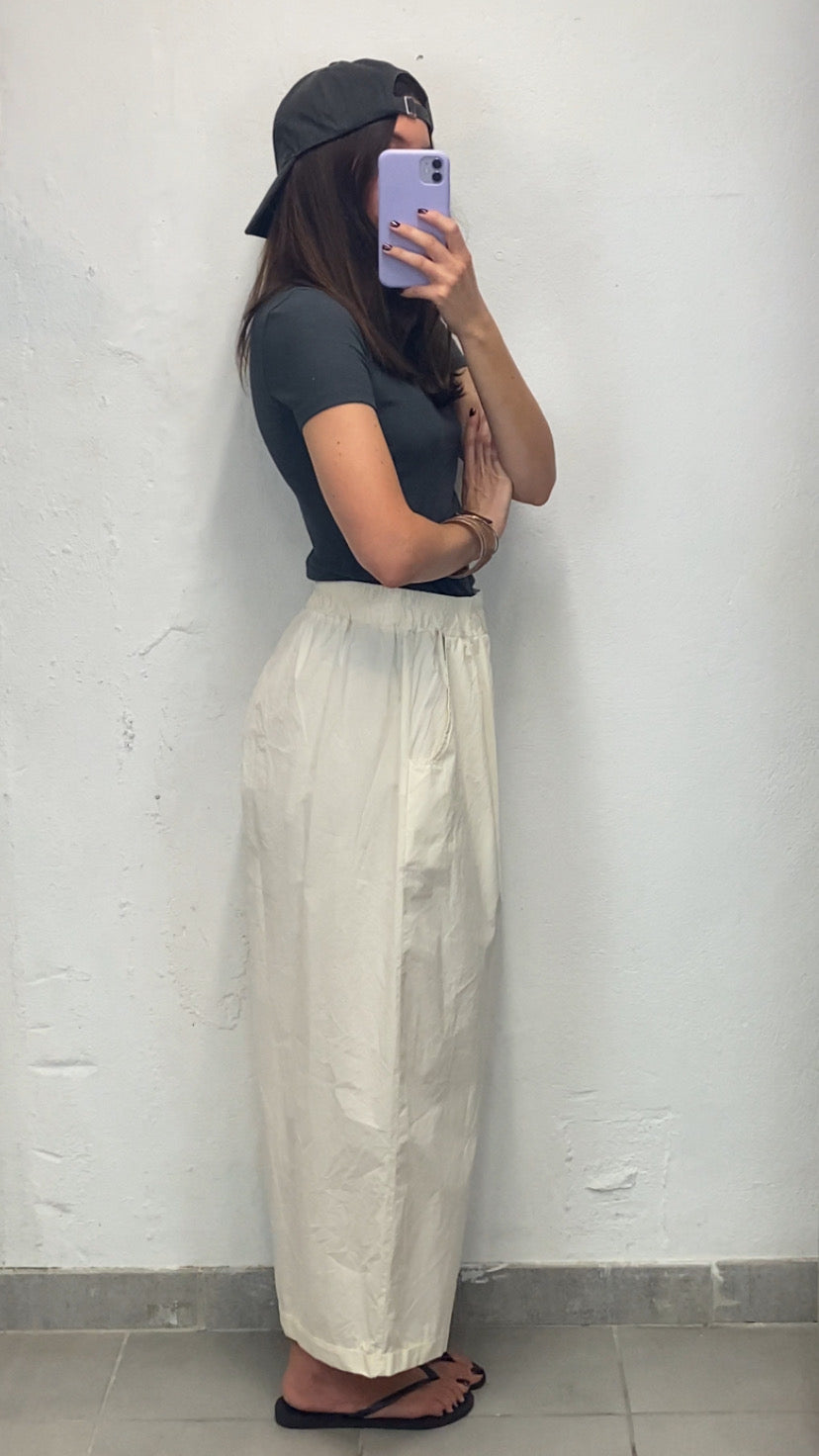 Pantalon loose popeline écru