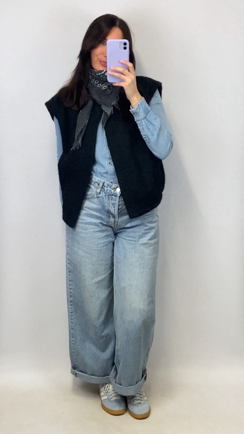 Gilet sans manches noir effet laine bouillie - clap apparel