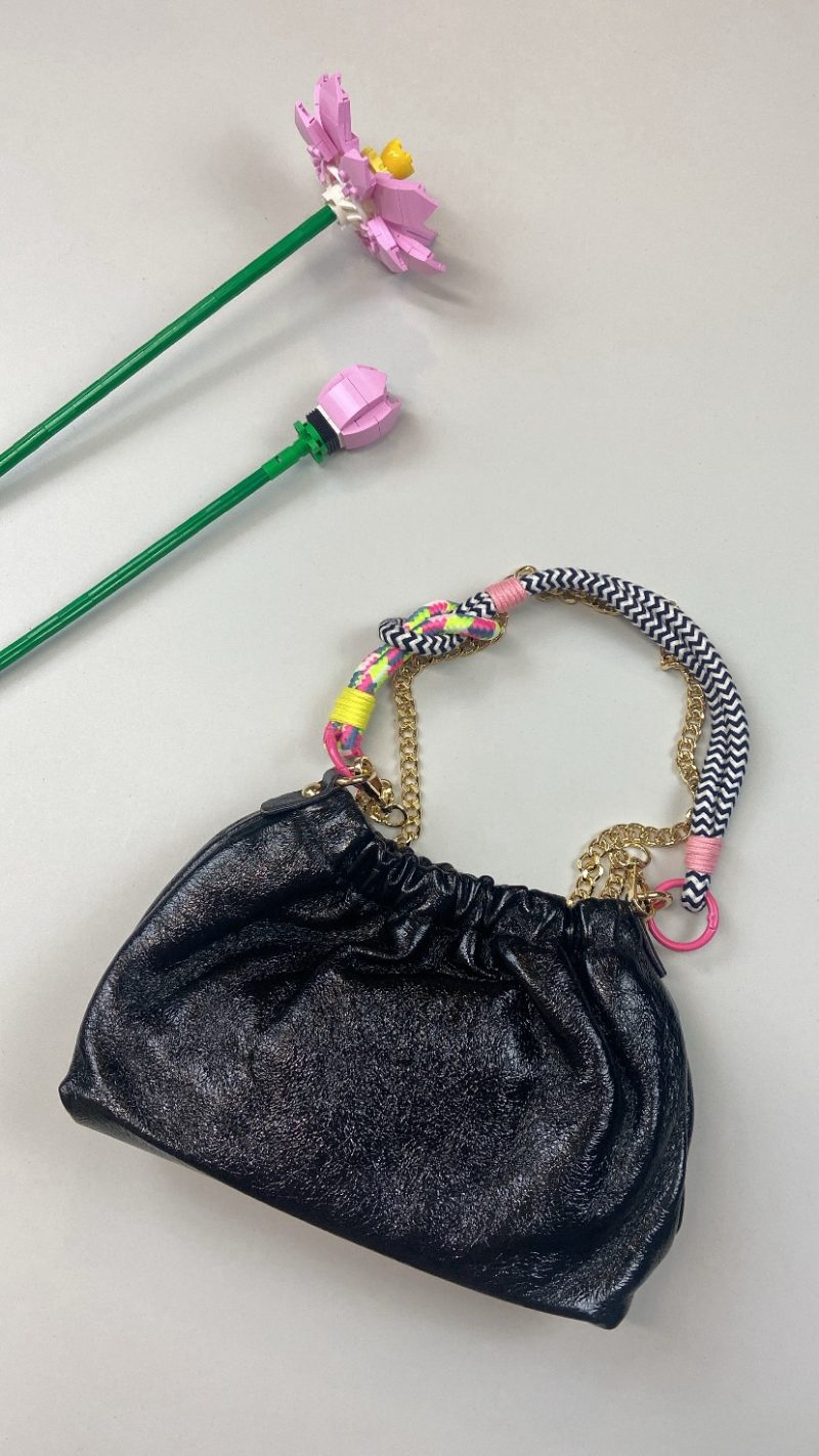 Sac Paloma cuir irisé noir – small