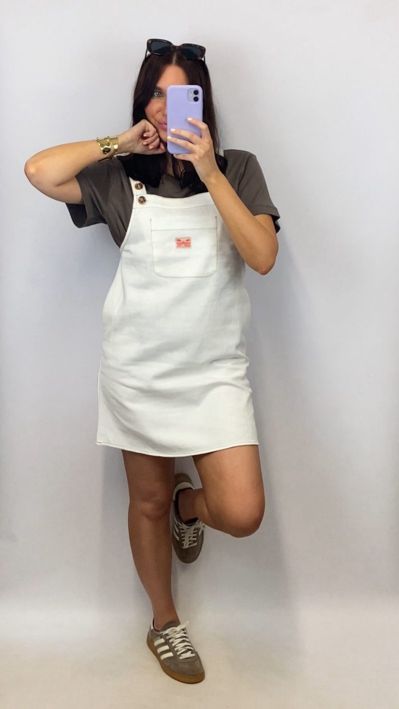 Robe salopette Soléa en jean blanc