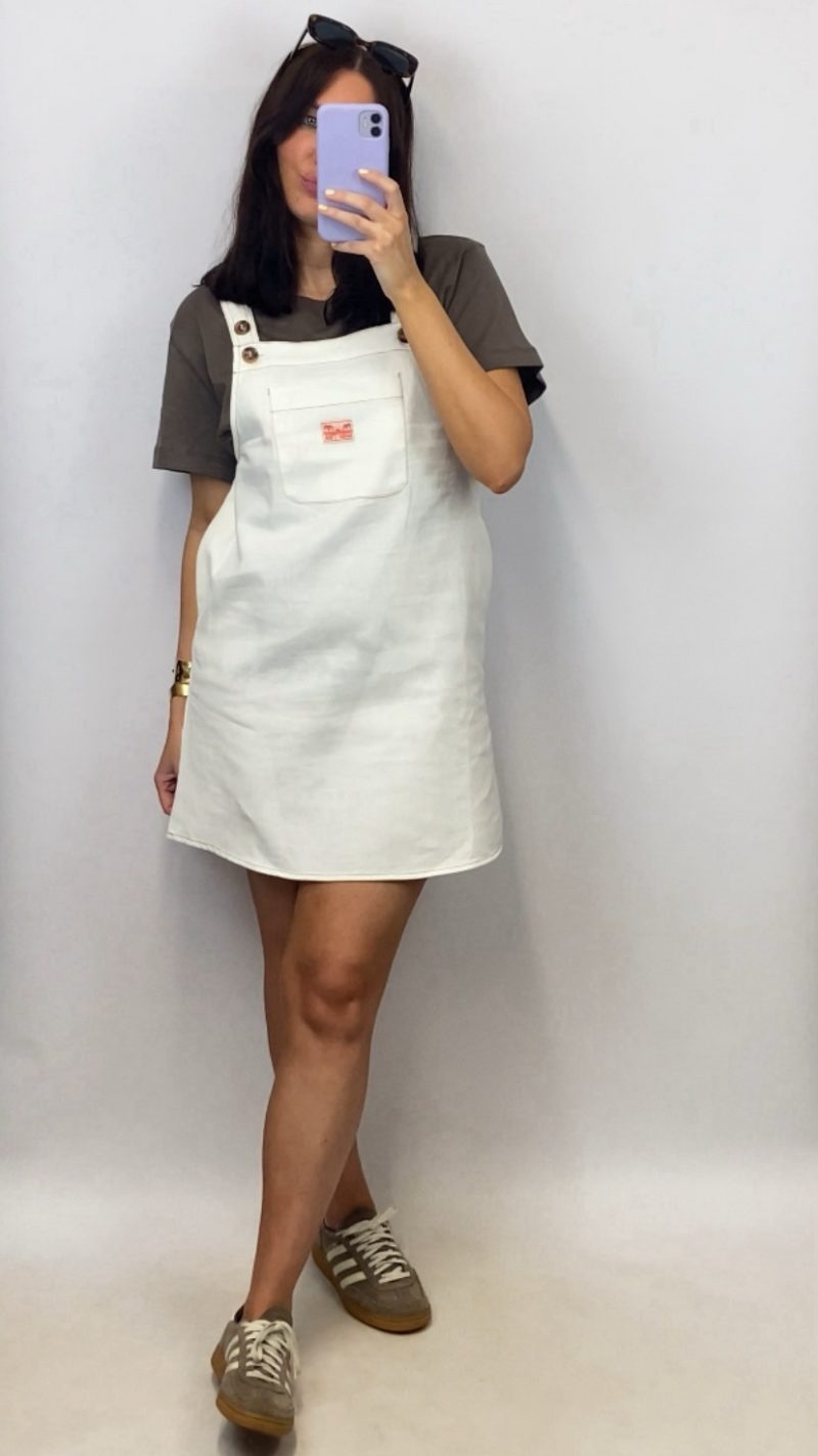 Robe salopette Soléa en jean blanc