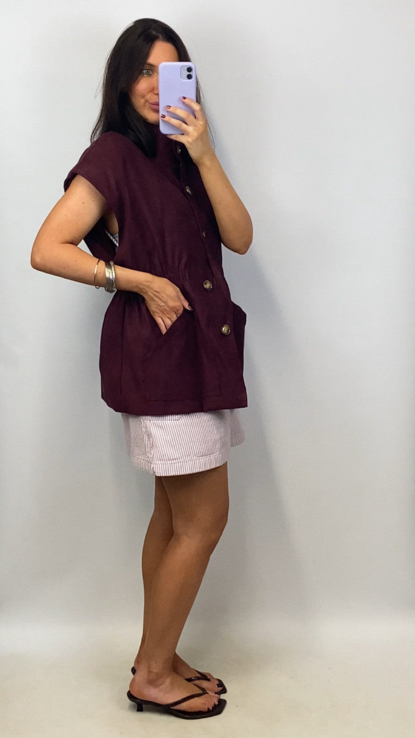 Veste sans manches Ornella burgundi