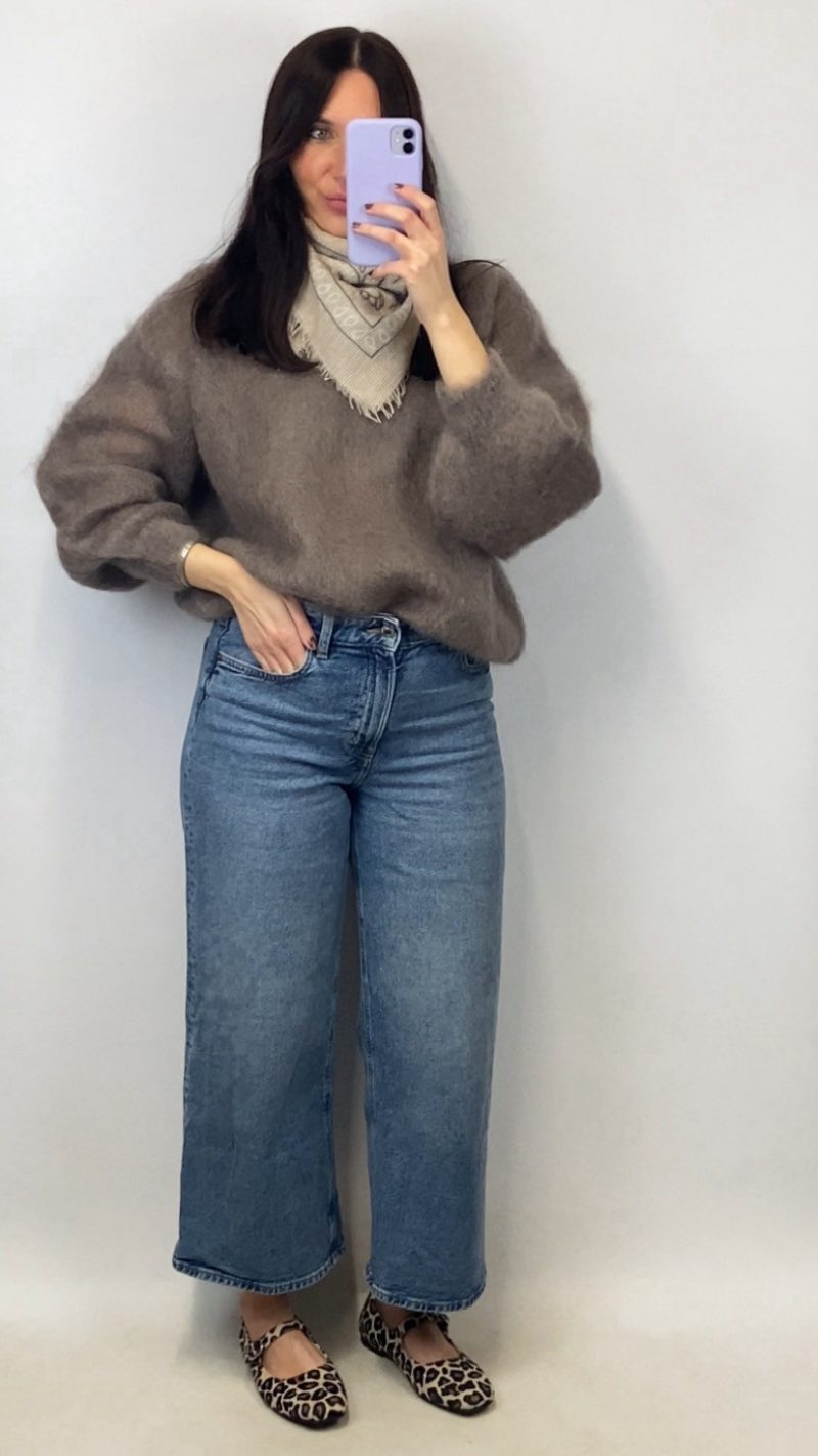 Pull Eddy kid mohair marron taupe