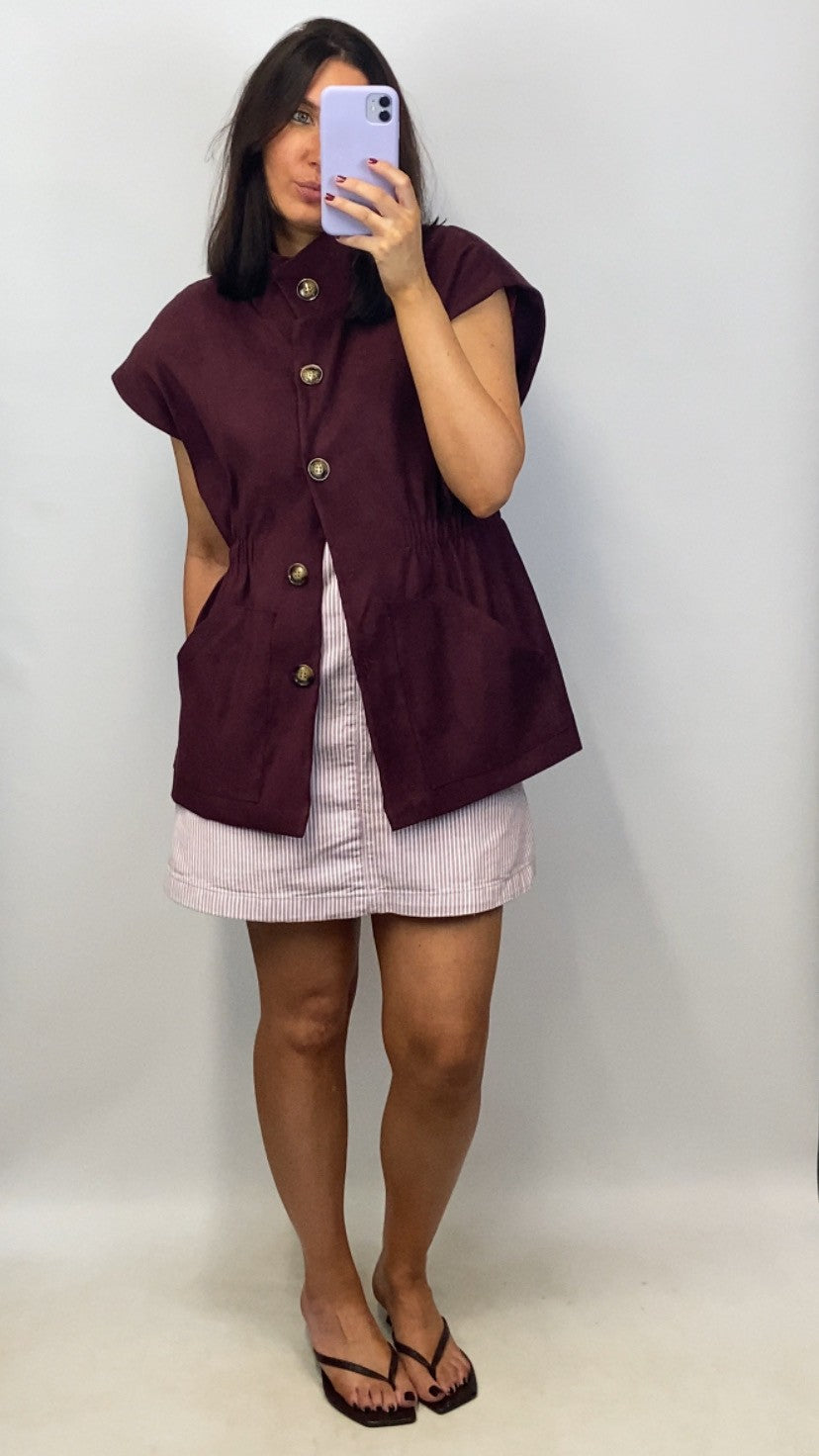 Veste sans manches Ornella burgundi