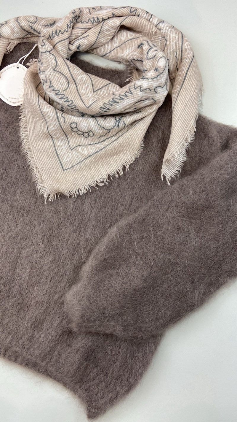 Pull Eddy kid mohair marron taupe