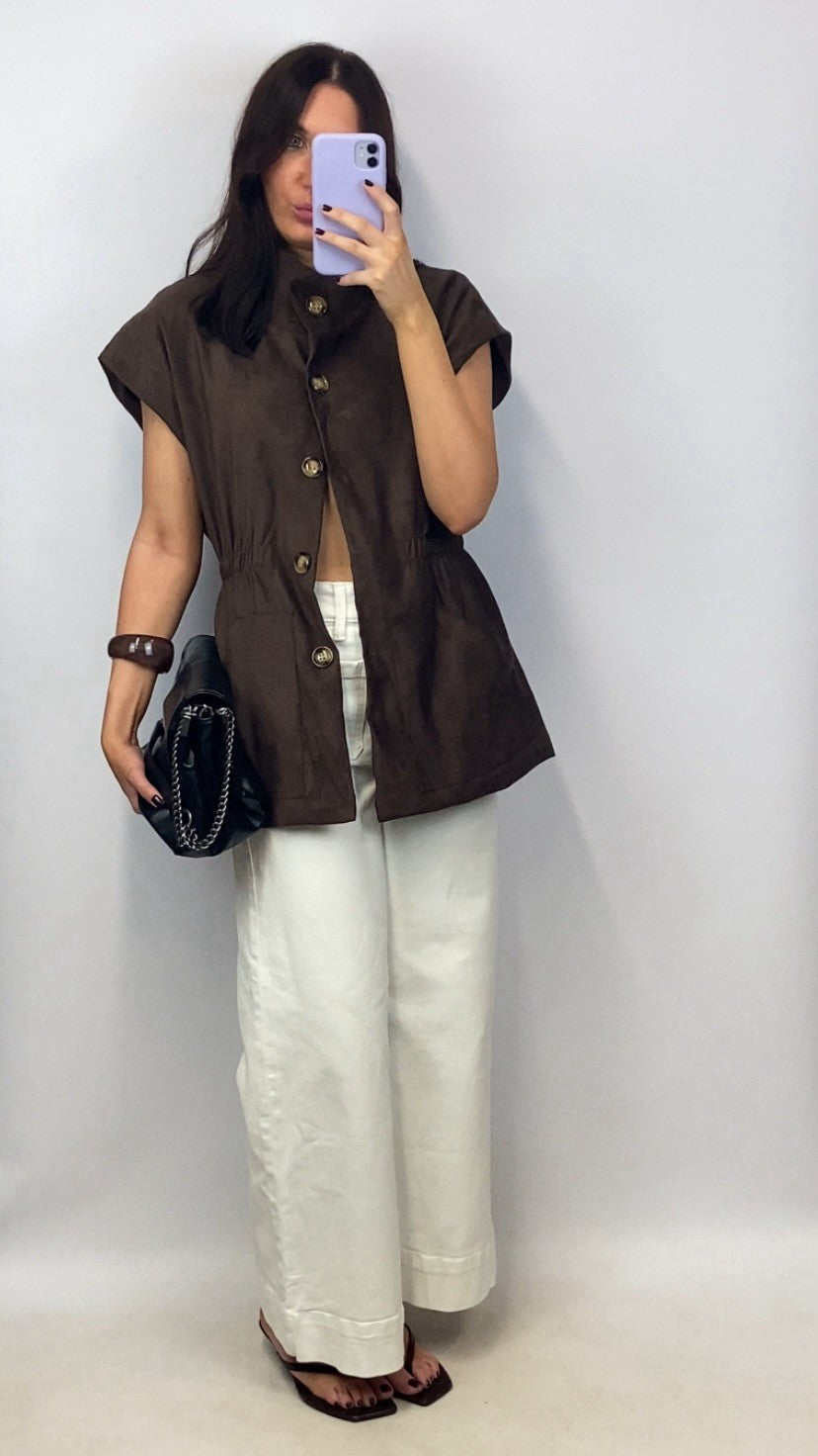 Veste sans manches Ornella marron