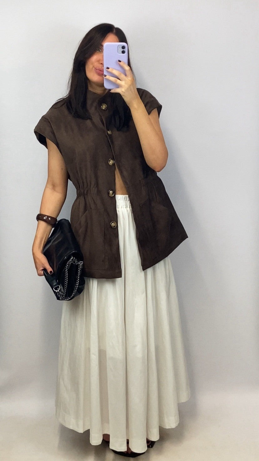 Veste sans manches Ornella marron