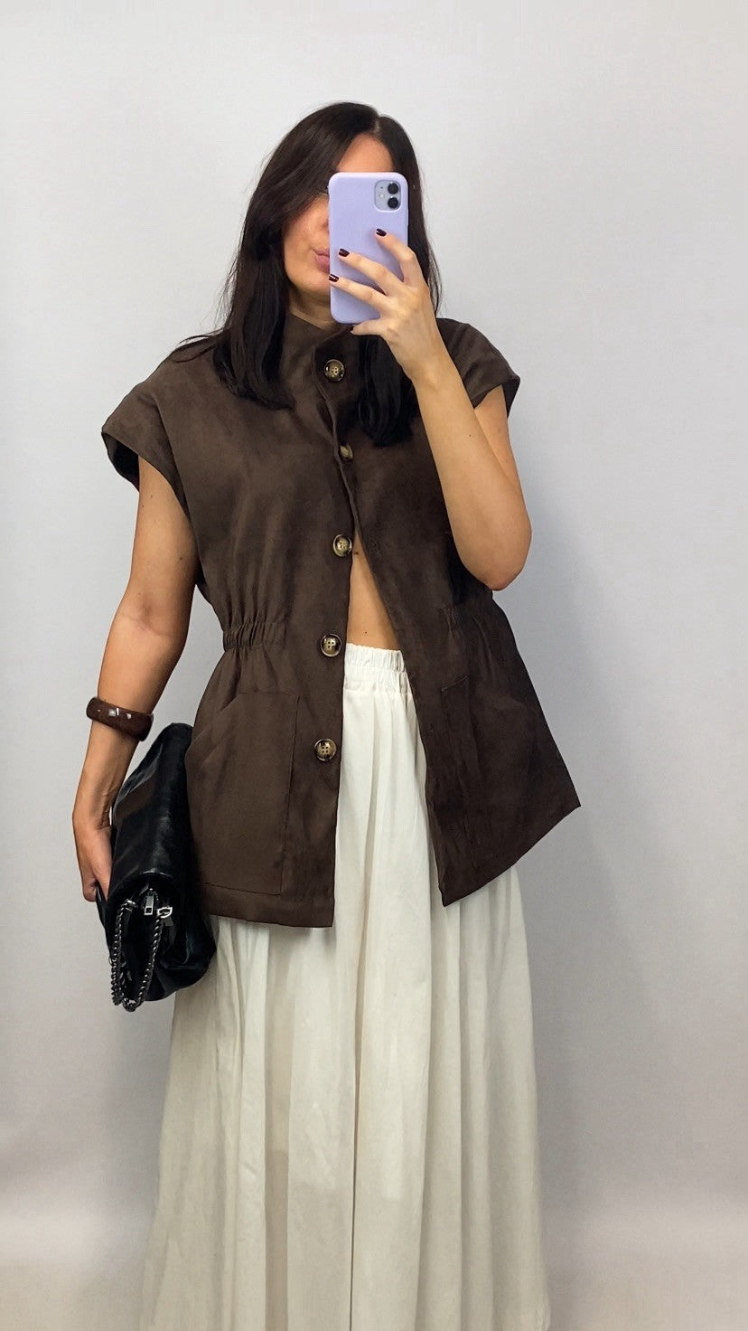 Veste sans manches Ornella marron