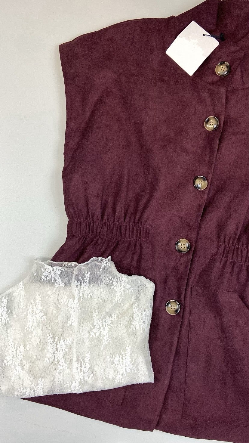 Veste sans manches Ornella burgundi