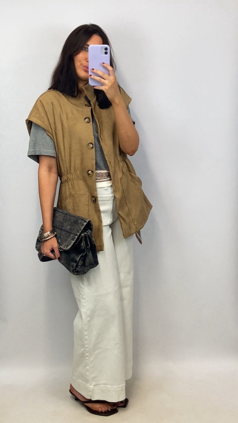 Veste sans manches Ornella camel