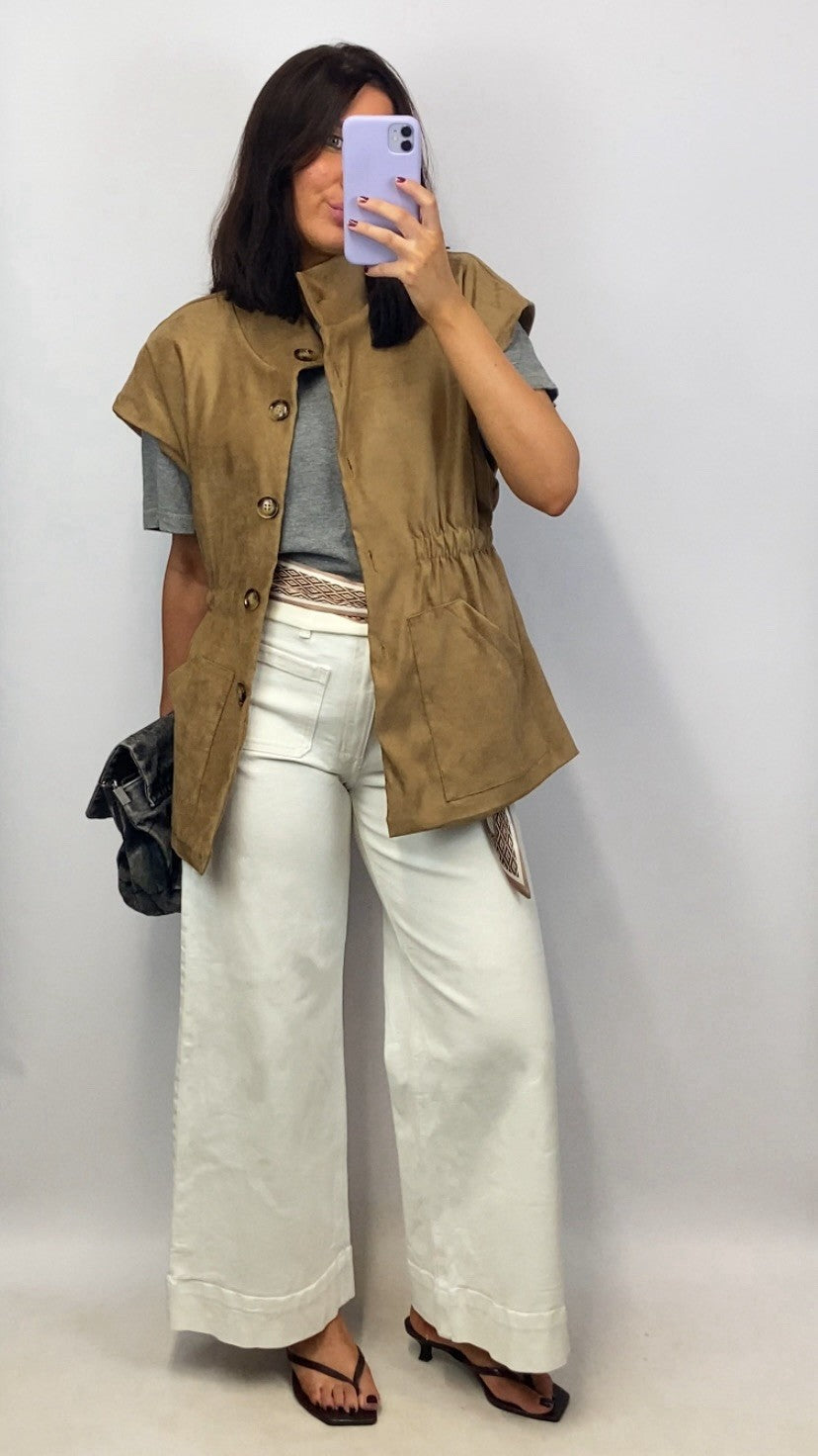 Veste sans manches Ornella camel