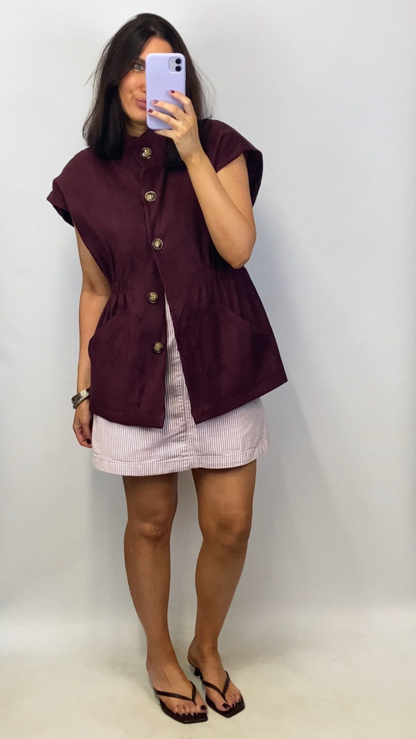 Veste sans manches Ornella burgundi